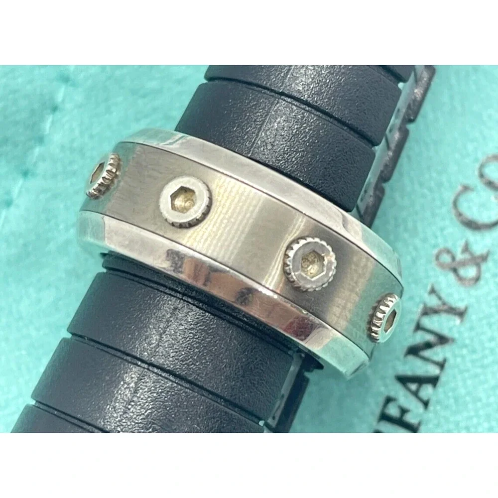 Tiffany & Co. Silver Picasso Turbo Titanium Band Ring Size 5